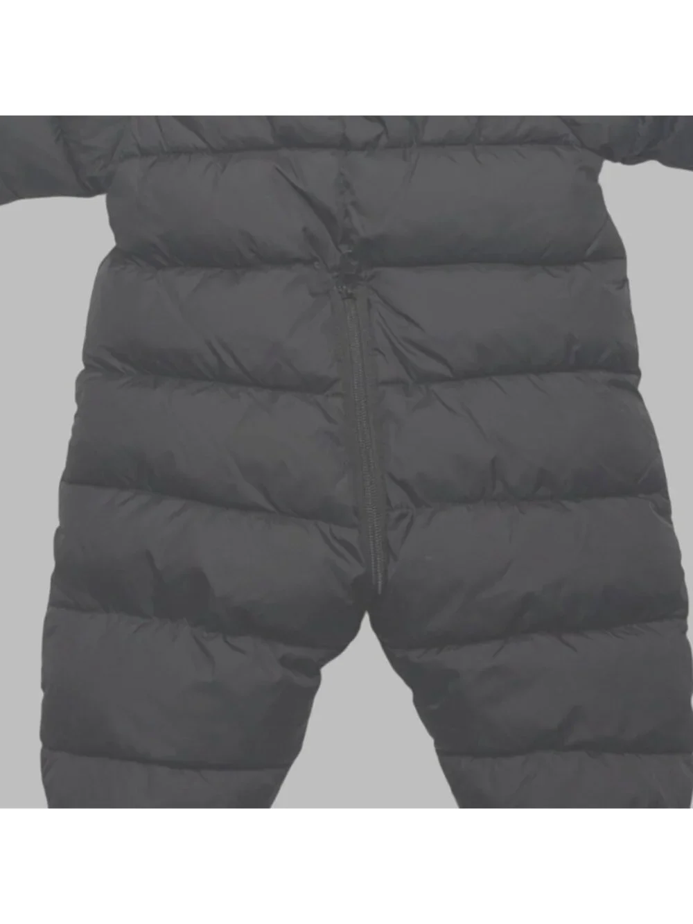 Tian Zong Bear Hooded Black Puffer Snowsuit W Ears Zip Closure Fleece Lined